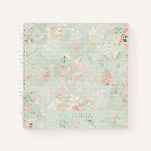 Carnet Rustique Floral Pastels Vintage Personnalisé (Devant)