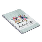 Carnet Rustique Floral Vache Crâne Aquarelle Bois Boho Ch (Côté Droit)