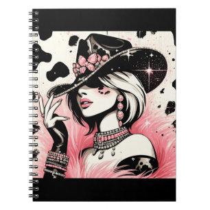 Carnet Rustique Glam Cowgirl rose étincelante Cowhide Imp