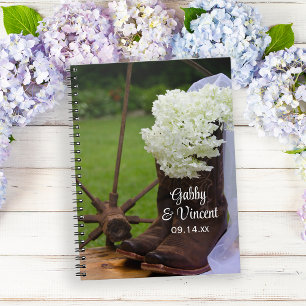 Carnet Rustique Hydrangea et Bottes de cowboy Mariage occ