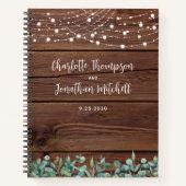 Carnet Rustique Mariage Invité Réserver Chaîne Lumières V (Devant)