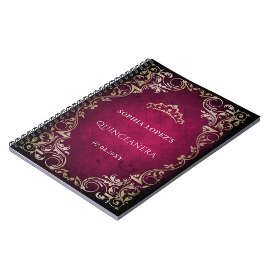 Carnet Rustique Rose Gold Princesse Tiara Quinceanera (Côté gauche)