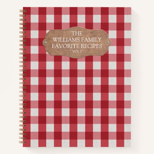 Carnet Rustique Rouge En vichy lin Ferme Famille Recette (Devant)