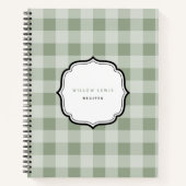 Carnet Rustique Sage Green En vichy Plaid Motif Recette (Devant)
