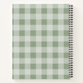 Carnet Rustique Sage Green En vichy Plaid Motif Recette (Dos)