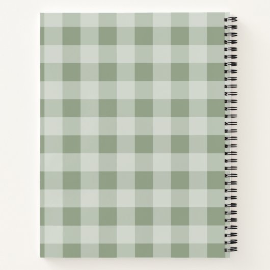 Carnet Rustique Sage Green En vichy Plaid Motif Recette (Dos)
