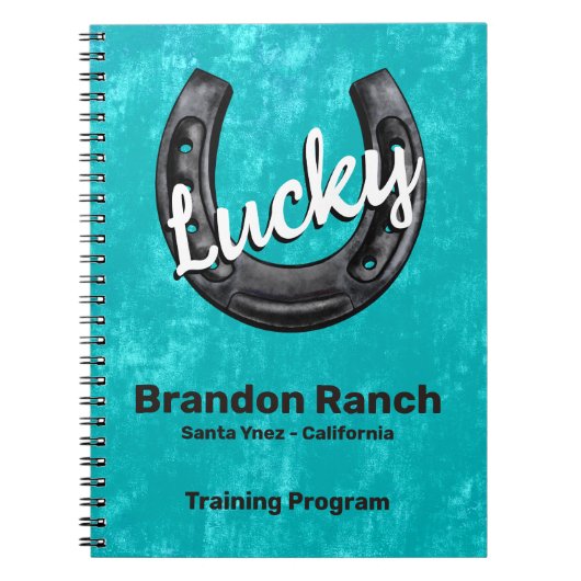 Carnet Rustique Turquoise Lucky Horseshoe Ranch Training (Devant)