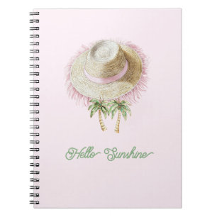 Carnet Sable de mer Soleil Chapeau de paille Palmiers Ens