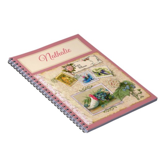 Carnet Sac à gratte rose rustique (Côté Droit)