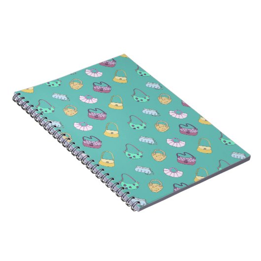Carnet Sacs à main mignonne Doodles Motif Turquoise (Côté Droit)