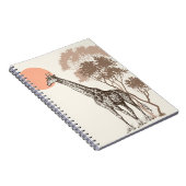 Carnet Safari Coucher de soleil Giraffe Paysage naturel (Côté Droit)