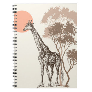 Carnet Safari Coucher de soleil Giraffe Paysage naturel