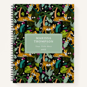 Carnet Safari de la jungle botanique noire de Tigre tropi