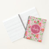 Carnet Sage à Fleur de Cerisier Monogramme Nom (Intérieur)