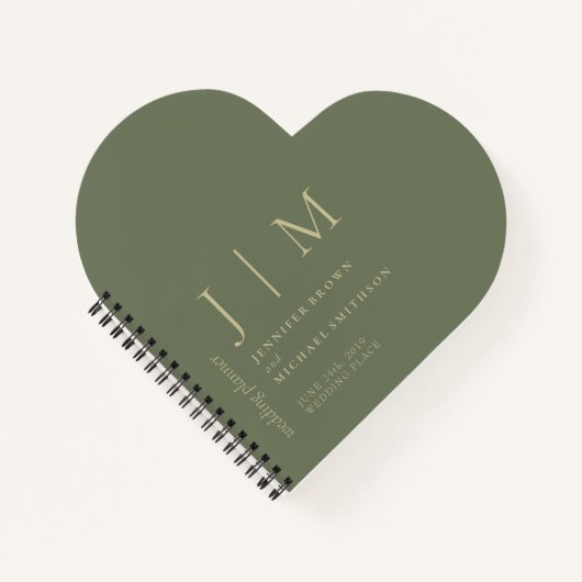 Carnet Sage and Gold Formal Simple Love Wedding planner (Devant)