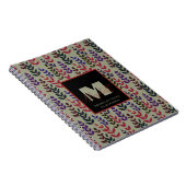 Carnet Sage botanique Vert rose Monogramme Nom personnali (Côté Droit)