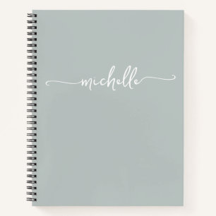 Carnet Sage de fille moderne vert Script Monogramme Nom