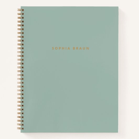Carnet Sage esthétique Vert & Or Nom moderne (Devant)