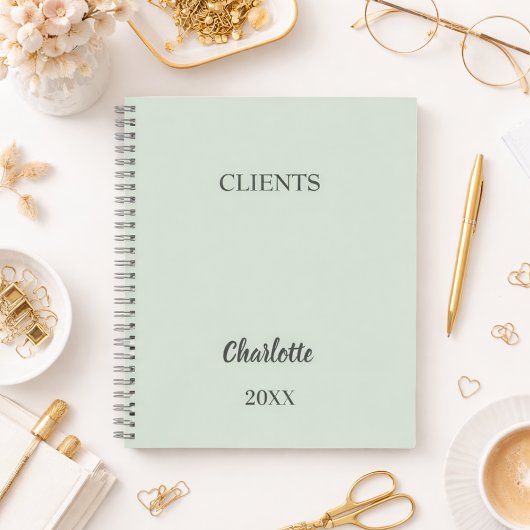 Carnet Sage green coach business clients