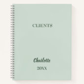 Carnet Sage green coach business clients (Devant)