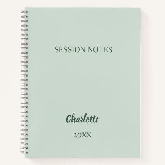 Carnet Sage green coach business session notes (Devant)