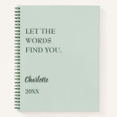 Carnet Sage green inspiration citation écriture (Devant)