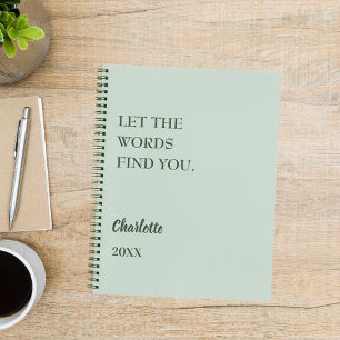 Carnet Sage green inspiration citation écriture