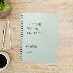 Carnet Sage green inspiration citation écriture