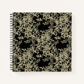 Carnet Sage Green Jasmine Feuilles sur Black Sketbook (Devant)