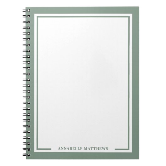 Carnet Sage Green Name Monogram (Devant)