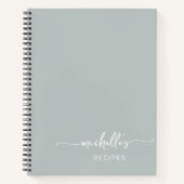 Carnet Sage Green Signature Script Cookbook Recette (Devant)