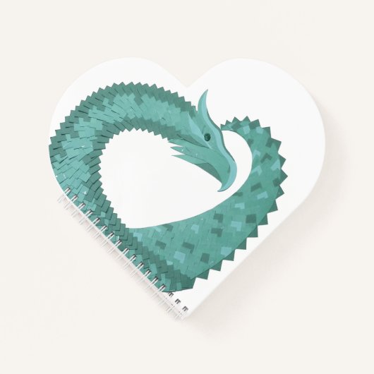 Carnet Sage vert coeur dragon sur blanc (Devant)
