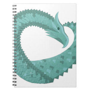 Carnet Sage vert coeur dragon sur blanc
