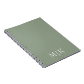 Carnet Sage vert et blanc | Monogramme moderne (Côté Droit)