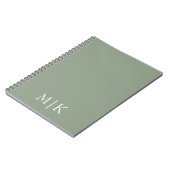 Carnet Sage vert et blanc | Monogramme moderne (Côté gauche)