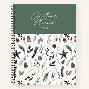 Carnet Sage vert moderne simple élégant script Noël