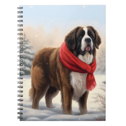 Carnet Saint Bernard Chien à Noël de neige (Devant)