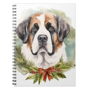 Carnet Saint Bernard Christmas Wreath Festive Pup