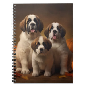 Carnet Saint Bernard Puppy Automne Citrouille