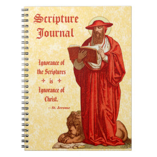 Carnet Saint Jérôme en cardinal avec Lion (P 004) Écritur