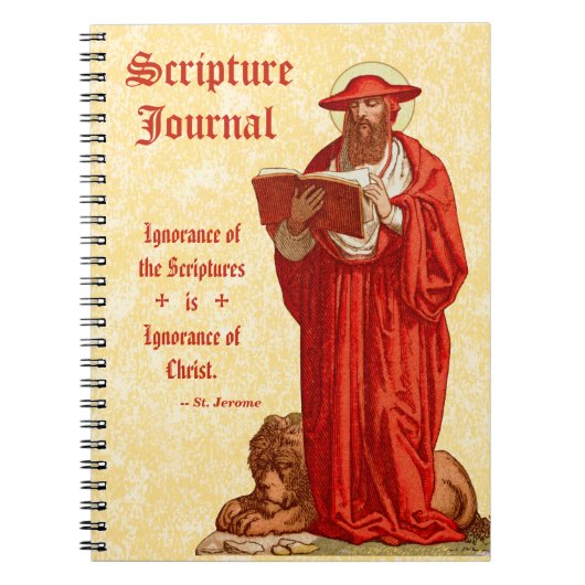 Carnet Saint Jérôme en cardinal avec Lion (P 004) Écritur (Devant)