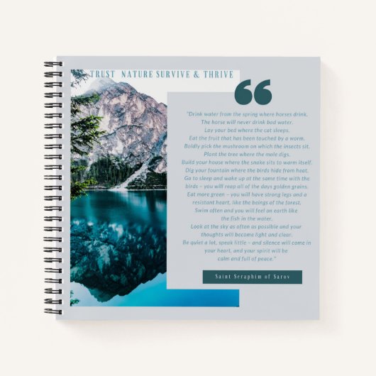 Carnet Saint Seraphim de Sarov Trust Nature (Devant)