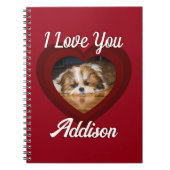 Carnet Saint-Valentin amour de chien de coeur Nom photo p (Devant)