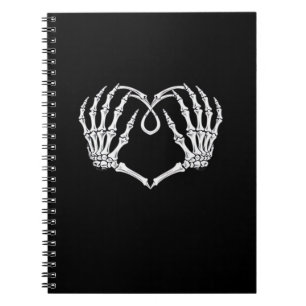 Carnet Saint Valentin Coeur gothique Avec Squelette Mains