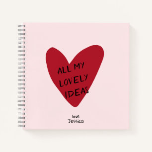 Carnet Saint-Valentin coeur rouge sur le bg rose