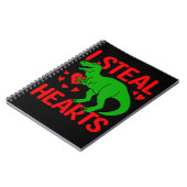 Carnet Saint-Valentin Dinosaure Vert Je Vole des Cœurs (Côté gauche)