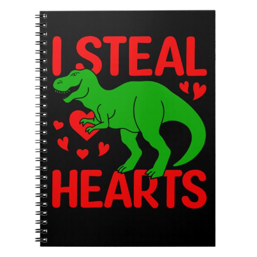 Carnet Saint-Valentin Dinosaure Vert Je Vole des Cœurs (Devant)