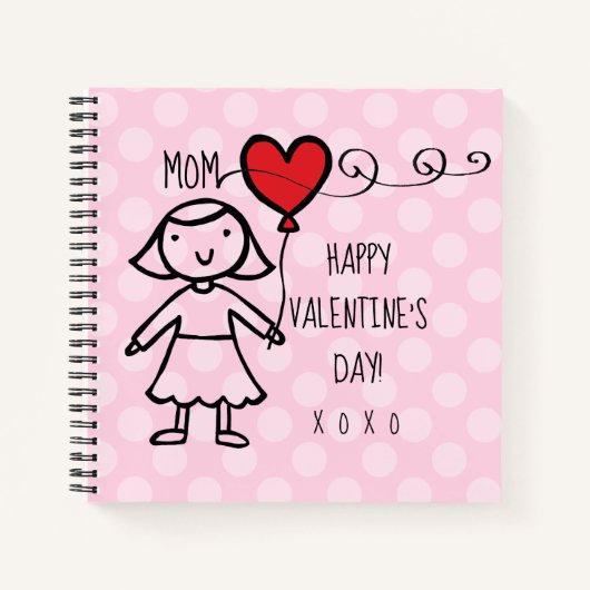 Carnet Saint-Valentin Dots roses Carton de maman Coeur ro (Devant)