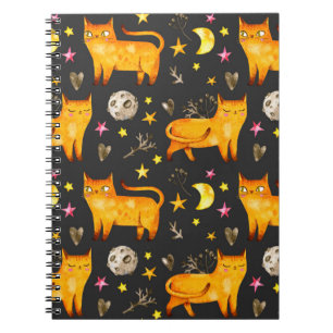 Carnet Saint Valentin sans couture motif avec chats, étoi