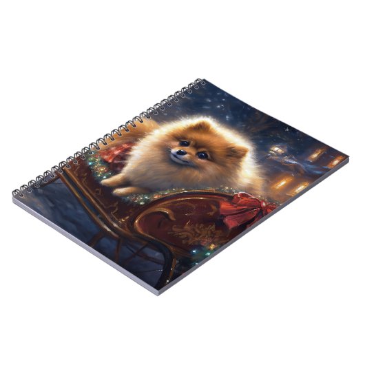 Carnet Saison de Noël Poméranienne brossé (Côté gauche)